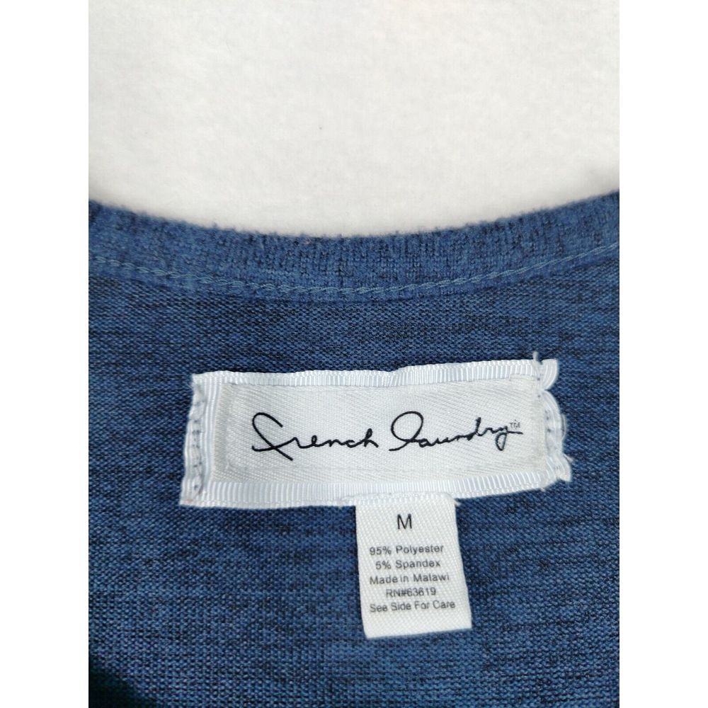 French Laundry‎ Top Women's Medium Blue Minimalist Normcore Stretch Long Sleeve - Picture 3 of 9